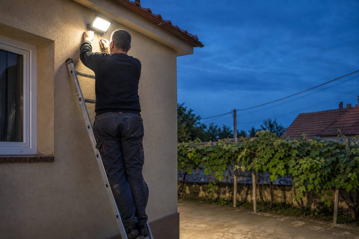 Ugradnja LED reflektora na fasadi kuće
